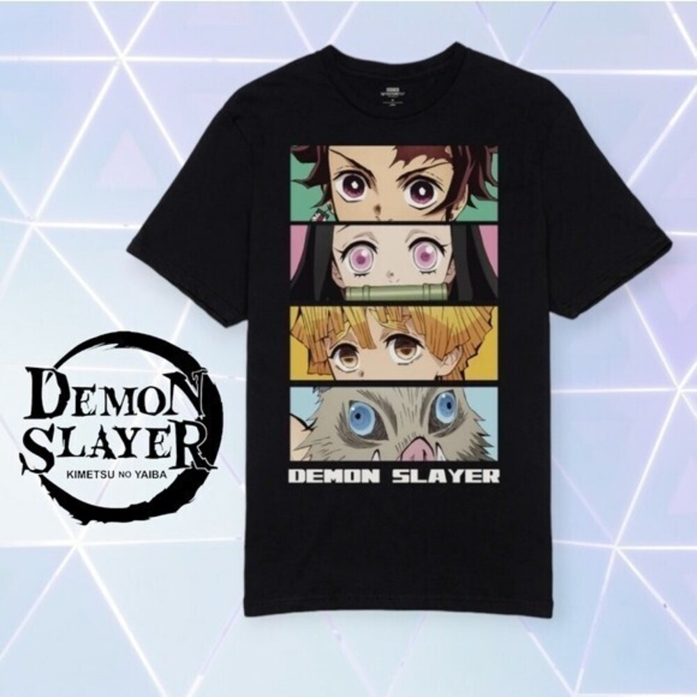 Demon Slayer Graphic T-Shirt Mens Anime Character Panel‎ Black XL